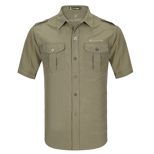 

Men's Hiking Shirt / Button Down Shirts Long Sleeve Sweatshirt Top Outdoor Removable Quick Dry Lightweight Breathable Spring Summer Black khaki Army Green Fishing Climbing Camping / Hiking / Caving