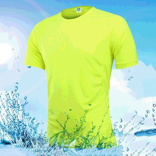 

Men's Women's T shirt Hiking Tee shirt Short Sleeve Tee Tshirt Sweatshirt Top Outdoor Breathable Quick Dry Lightweight Sweat wicking Summer Polyester Light Blue fluorescent green orange Hunting