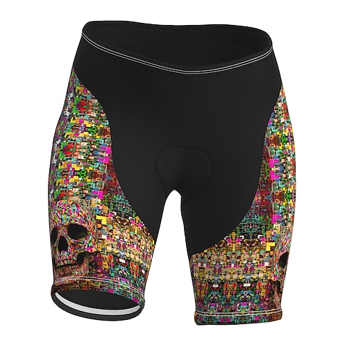 

21Grams Women's Bike Shorts Cycling Shorts Bike Shorts Pants Mountain Bike MTB Road Bike Cycling Sports Graphic Skull Sugar Skull 3D Pad Fast Dry Breathable Quick Dry Green Polyester Spandex Clothing