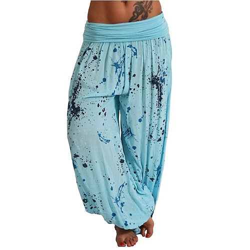 

Women's Chinos Pants Trousers Harem Pants Blue Pink Yellow Mid Waist Fashion Boho Hippie Casual Weekend Drop Crotch Print Micro-elastic Full Length Comfort Tie Dye S M L XL XXL / Loose Fit