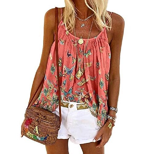 

Blouse Yellow Red White Daily Going out Bohemian Style Regular S