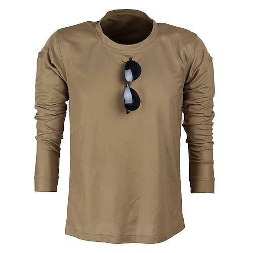 

Men's T shirt Hiking Tee shirt Military Tactical Shirt Long Sleeve Stand Collar Tee Tshirt Top Outdoor Quick Dry Lightweight Breathable Stretchy Autumn / Fall Spring Summer Polyester Patchwork Black