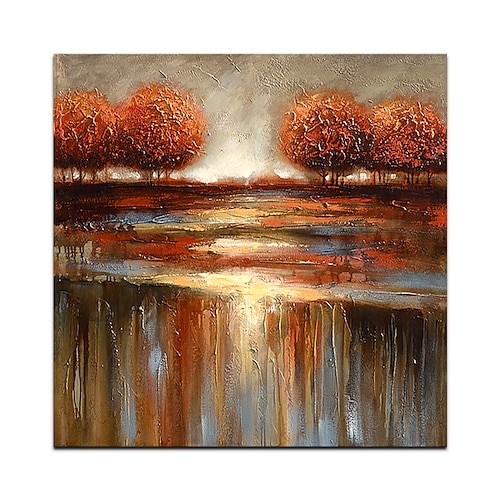 

Oil Painting Hand Painted Square Abstract Modern Rolled Canvas (No Frame)