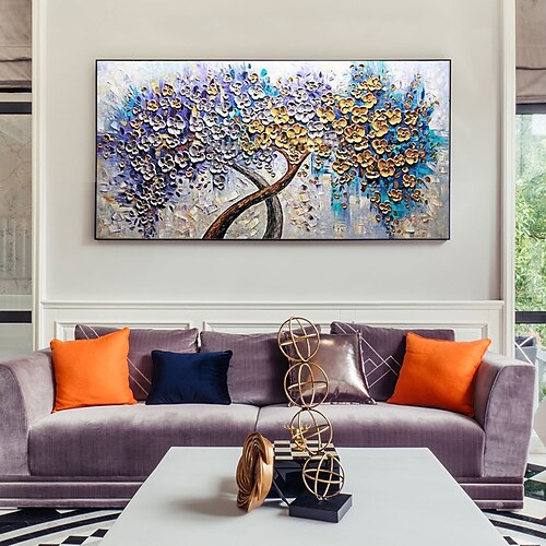 

Oil Painting Hand Painted Horizontal Abstract Floral / Botanical Modern Stretched Canvas