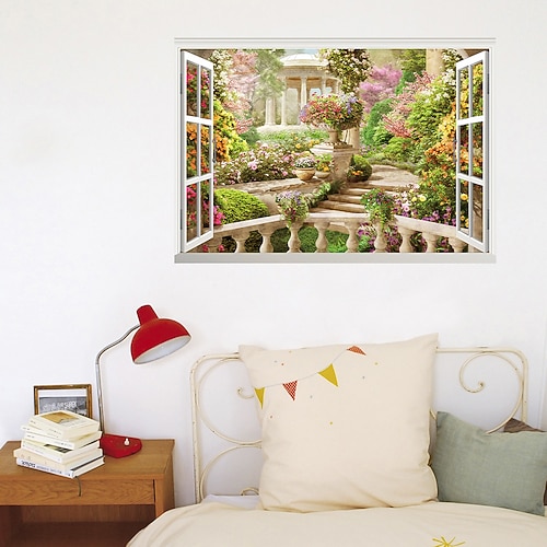 

3D Floral Plants Wall Stickers Bedroom Wedding Removable Pre-pasted PVC Home Decoration Wall Decal 1pc 60X90cm