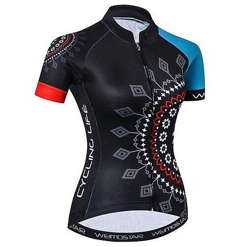 

21Grams Women's Cycling Jersey Short Sleeve Bike Jersey Top with 3 Rear Pockets Mountain Bike MTB Road Bike Cycling Fast Dry Breathable Quick Dry Moisture Wicking Black Graphic Paisley Polyester