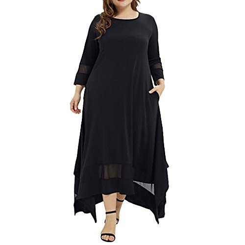 

abito donna taglie forti tinta unita nero xl xxl xxxl 4xl 5xl