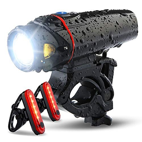 

vulkan øye sykkel frontlys og 2 led bak bak sykkel baklys sett, usb oppladbar sykkel led foran og bak baklys, kraftige super lyse sykkellys for barn menn kvinner sykling sikkerhet