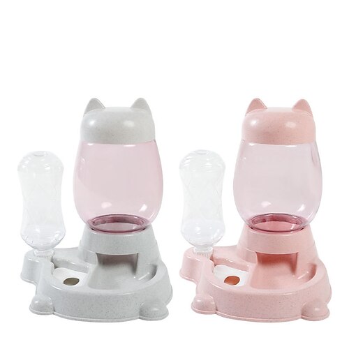 

Dog Cat Bowls & Water Bottles / Feeders / Automatic Drinking Bowl 2200 L Plastic & Metal Adjustable / Retractable Durable Splittable Cartoon Animal Pink Gray Bowls & Feeding Home