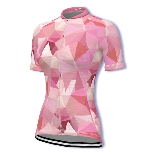

21Grams Women's Cycling Jersey Short Sleeve Bike Jersey Top with 3 Rear Pockets Mountain Bike MTB Road Bike Cycling Fast Dry Breathable Quick Dry Moisture Wicking Rosy Pink Geometic Polyester Spandex