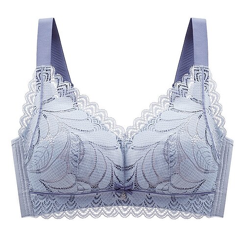 

Women's Wireless Bras Full Coverage Lace Textured Hook & Eye POLY Polyester / Cotton Blend Sexy 1PC Black Pink / Pure Color / Plus Size / Plus Size