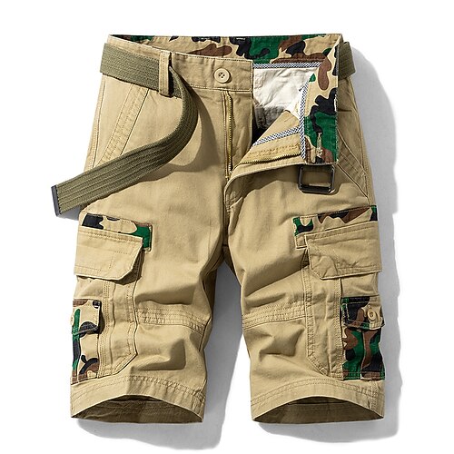 

Men's Cargo Shorts Bib Tights Multi Pocket Multiple Pockets Solid Color Breathable Soft Knee Length Casual Daily Cargo Shorts Slim ArmyGreen Black Inelastic