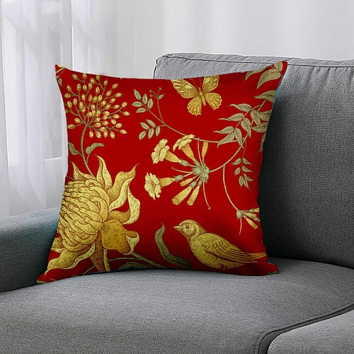 

Double Side 1 Pc Floral Cushion Cover Print 45x45cm for Sofa Bedroom Faux Linen