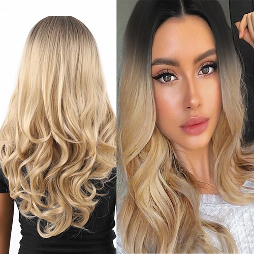 

Blonde Wigs for Women Synthetic Wig Deep Wave Middle Part Wig Medium Length A15 A16 A17 A18 A19 Synthetic Hair Cosplay Party Fashion Blonde