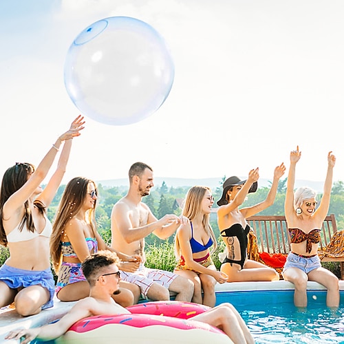 Water Bubble Ball Balloon Inflatable Water-Filled Ball Soft Rubber Ball for Outdoor Beach Pool Party Large 2Pack 