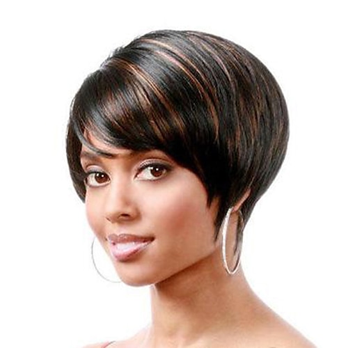 

Parrucche sintetiche Diritto naturale Taglio medio corto A macchina Parrucca 10 pollici Capelli sintetici Per donna Regolabili Gradiente di colore Alta qualità Multicolore