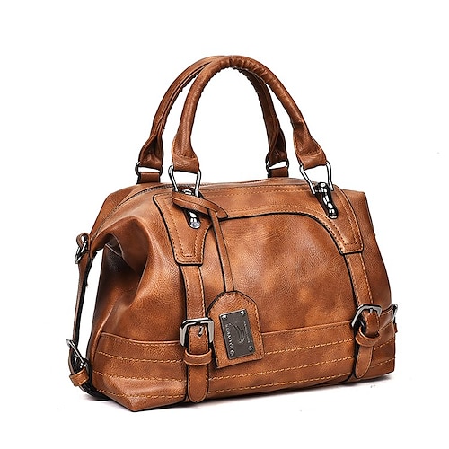 

Women's 2022 Handbags PU Leather Top Handle Bag Date Office & Career Black Gray Pink Brown