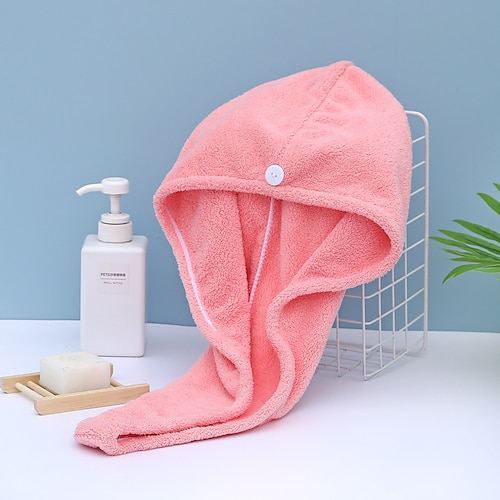 badeværelse blødt koralfleece hårpapir hurtigtørrende håndklæde ensfarvet behageligt dagligt hjemmebadhåndklæder 1 stk от Lightinthebox WW