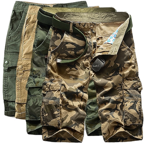 

Men's Cargo Shorts Hiking Shorts Military Camo Summer Outdoor 10"" Ripstop Breathable Quick Dry Multi Pockets Shorts Bottoms Knee Length Green Yellow Cotton Camping / Hiking Hunting Fishing 29 30 31