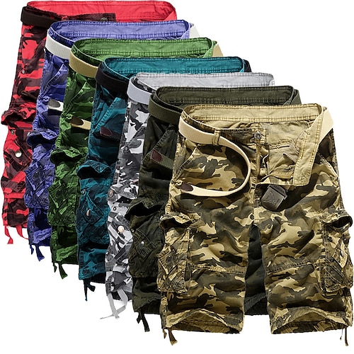 

Men's Cargo Shorts Multi Pocket Multiple Pockets Camouflage Breathable Outdoor Knee Length Casual Daily Streetwear Stylish Camouflage Red Camouflage Blue Inelastic