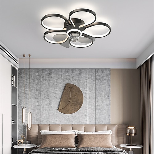 

50 cm LED Ceiling Fan Light Includes Dimmable Version Geometric Shape Flower Design Ceiling Fan Metal Artistic Style Stylish Painted Finishes LED Modern 220-240V