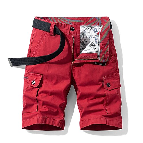 

Men's Hiking Shorts Hiking Cargo Shorts Military Solid Color Summer Outdoor 10 Ripstop Ventilation Multi-Pockets Breathable Cotton Knee Length Shorts Bottoms Red Army Green Blue Khaki Work Beach