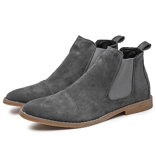 

Men's Boots Chelsea Boots Vintage British Daily Leather Warm Wear Proof Mid-Calf Boots Black Brown Gray Winter Fall