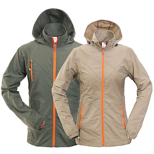 

Women's Hoodie Jacket Hunting Jacket Hooded Outdoor Waterproof Windproof Ultraviolet Resistant Quick Dry Fall Spring Summer Solid Colored Jacket Polyester Camping / Hiking Hunting Training Red Army
