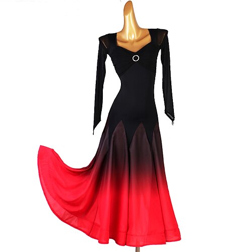 

Ballroom Dance Dress Splicing Women's Performance Long Sleeve Spandex