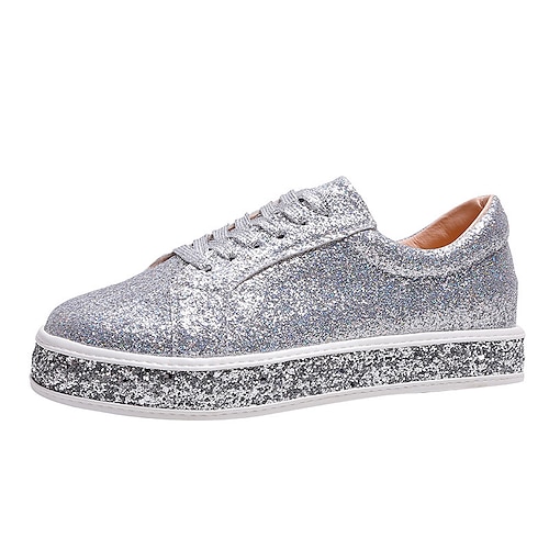 Women's Trainers Athletic Shoes Sneakers Sequins Plus Size Bling Bling  Sneakers Outdoor Sequin Flat Heel Round Toe Sporty Casual Shoes