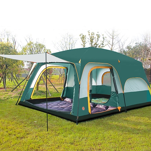 Shamocamel® 8 person Camping Tent Cabin Tent Family Tent Outdoor Waterproof UV Sun Protection UV Protection Double Layered Poled Instant Cabin Camping Tent Two Rooms >3000 mm for Camping / Hiking