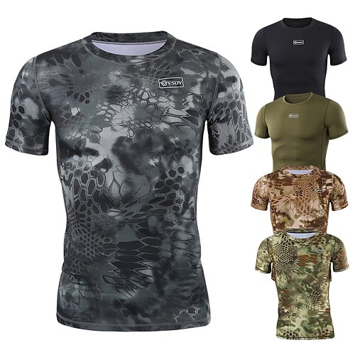 

Men's Running T-Shirt Hunting T-shirt Tee shirt Camouflage Hunting T-shirt Camo Short Sleeve Outdoor Summer Ultra Light (UL) Ventilation Fast Dry Quick Dry Top Polyester Camping / Hiking Hunting