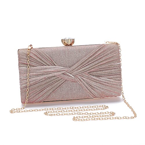 

Women's 2022 Handbags Chain Bag Evening Bag Polyester Chain Solid Color Glitter Shine Party Wedding Pink Champagne Silver Gold