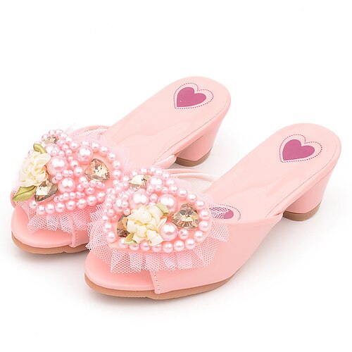 

Girls' Heels Flower Girl Shoes Princess Shoes School Shoes Rubber PU Little Kids(4-7ys) Big Kids(7years ) Daily Party & Evening Walking Shoes Rhinestone Bowknot Buckle Blue Pink Fall Spring