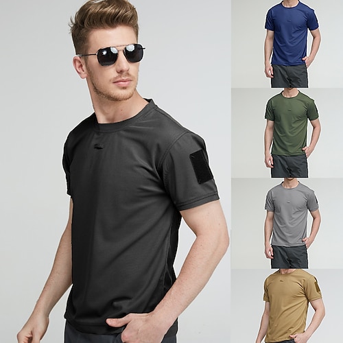 

Men's Running T-Shirt Hunting T-shirt Tee shirt Solid Colored Short Sleeve Outdoor Summer Ventilation Fast Dry Quick Dry Breathable Top Polyester Camping / Hiking Hunting Fishing Casual White Black
