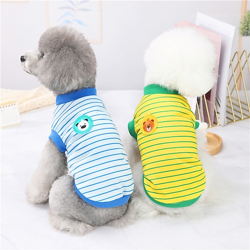 

Dog Cat Shirt / T-Shirt Vest Striped Animal Basic Adorable Cute Dailywear Casual / Daily Dog Clothes Puppy Clothes Dog Outfits Breathable Yellow Red Dark Blue Costume for Girl and Boy Dog Polyster S