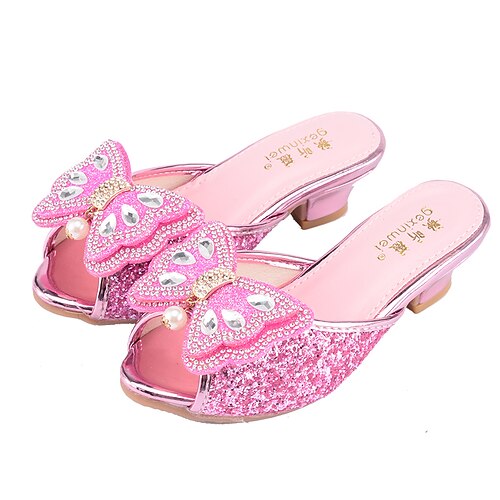 

Girls' Sandals Flower Girl Shoes Princess Shoes School Shoes Rubber PU Little Kids(4-7ys) Big Kids(7years ) Daily Party & Evening Walking Shoes Rhinestone Bowknot Buckle Pink Silver Spring Summer