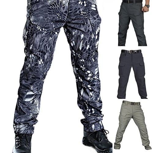 

Men's Hiking Cargo Pants Tactical Pants Waterproof Ripstop Ventilation Breathable Autumn / Fall Spring Summer Solid Colored Bottoms for Camping / Hiking Hunting Fishing Black Camouflage Grey S M L XL