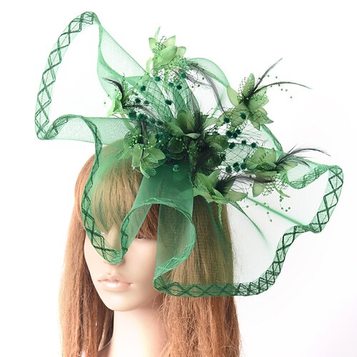 

Retrorød overdrivelse Tyl fascinators med Fjer / Blomster 1 Stykke Speciel Lejlighed / Fest / aften / Ladies Day Medaljon