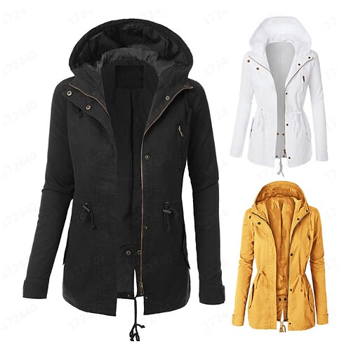 

Women's Hoodie Jacket Hiking Jacket Hiking Windbreaker Winter Outdoor Thermal Warm Windproof Lightweight Breathable Outerwear Parka Trench Coat Camping / Hiking Hunting Fishing Yellow White Black