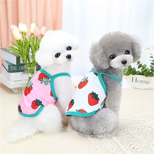 

Dog Cat Shirt / T-Shirt Vest Strawberry Fruit Basic Adorable Cute Dailywear Casual / Daily Dog Clothes Puppy Clothes Dog Outfits Breathable White Pink Costume for Girl and Boy Dog Polyster S M L XL