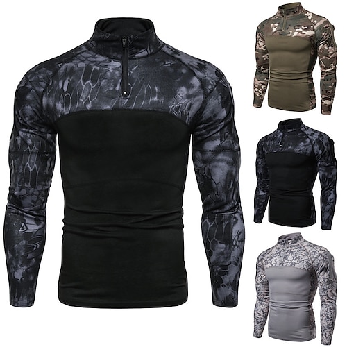 

Men's Tactical Military Shirt Combat Shirt Camo / Camouflage Long Sleeve Outdoor Autumn / Fall Spring Summer Fast Dry Quick Dry Breathability Wearable Top Polyester Camping / Hiking Hunting Fishing