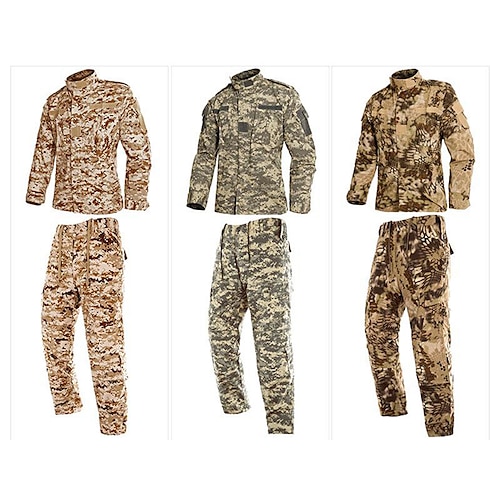 

Men's Hiking Shirt with Pants Tactical Military Shirt Outdoor Windproof Fast Dry Quick Dry Breathable Autumn / Fall Spring Summer Camo / Camouflage Clothing Suit Cotton Long Sleeve Camping / Hiking