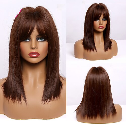 

Blunt Cut Bob Short Straight Bobo Hair Honey Brown Blonde For America Africa Woman wigs Cosplay Party Synthetic Wigs Heat Resistant