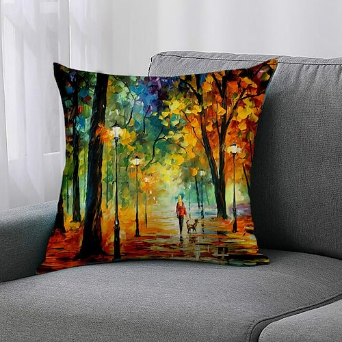 

Double Side 1 Pc Botanical Cushion Cover Print 45x45cm for Sofa Bedroom Faux Linen