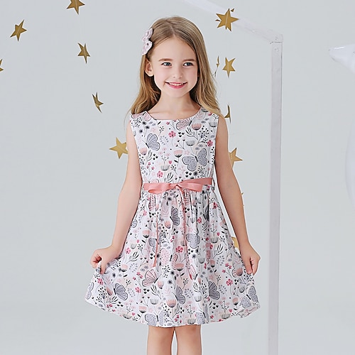 

Kids Girls' Dress Animal Sundress Knee-length Dress School Bow Cotton Sleeveless Basic Dress 2-8 Years Spring Pink Light Blue