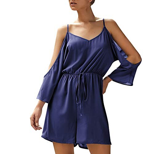 kemilove Summer Short Sleeve Rompers for Women Off Shoulder Sleeveless Belted Casual Straps Ruched Short Jumpsuit kemilove Summer Short Sleeve Rompers for Women Off Shoulder Sleeveless Belted Casual Straps Ruched Short Jumpsuit