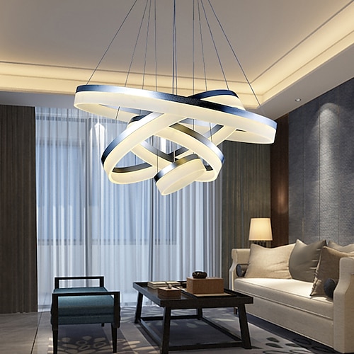 

Modern LED White Acrylic Pendant Light Circle Design Ceiling Lights Chandeliers 4 Rings Hanging Lamp Indoor 76W with Remote Control for Villas Malls Barber Shops Milk Tea Shops Clothing Stores Hotels