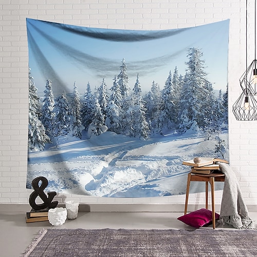 

grande arazzo da parete arredamento artistico tenda coperta da appendere a casa camera da letto soggiorno decorazione poliestere foresta di neve