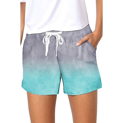 

Women's Shorts Pajamas Cotton Blend Light Blue Gray Gradient Purple Gradient High Waist Streetwear Stylish Sporty Daily Beach Stretchy Short Comfort Tie Dye S M L XL 2XL / Loose Fit